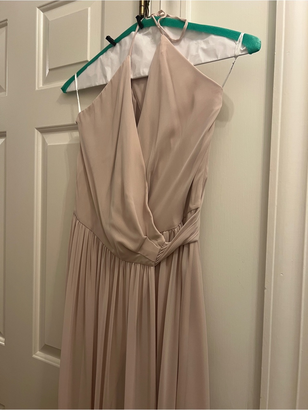 Joanna August One-Shoulder Blush Cream Gown